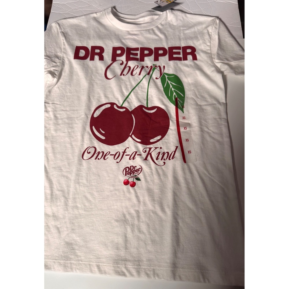 Grayson Threads Dr Pepper Cherry Graphic Tee White Cotton XS NWT